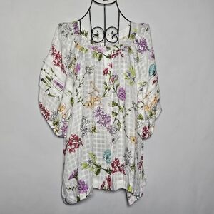 Floral Print Women's Top Button Up Nwt Jane Delancey XL